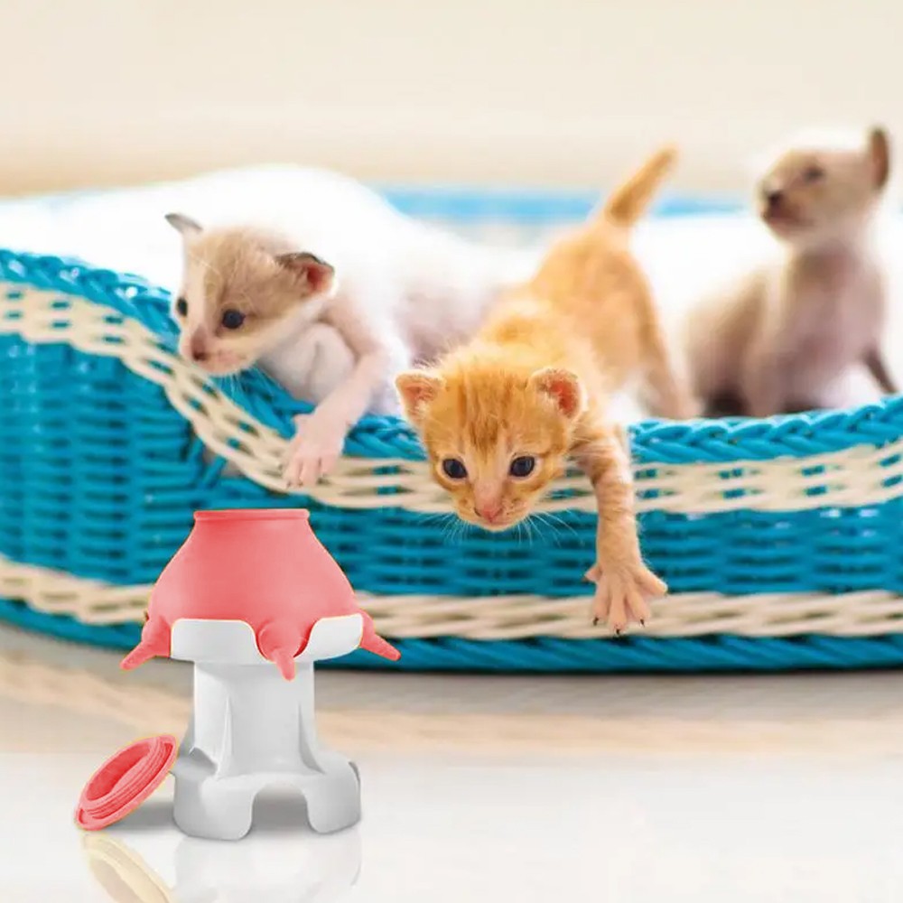 Puppy Kitten Milk Feeder Bottle with 5 Nipples - Pink