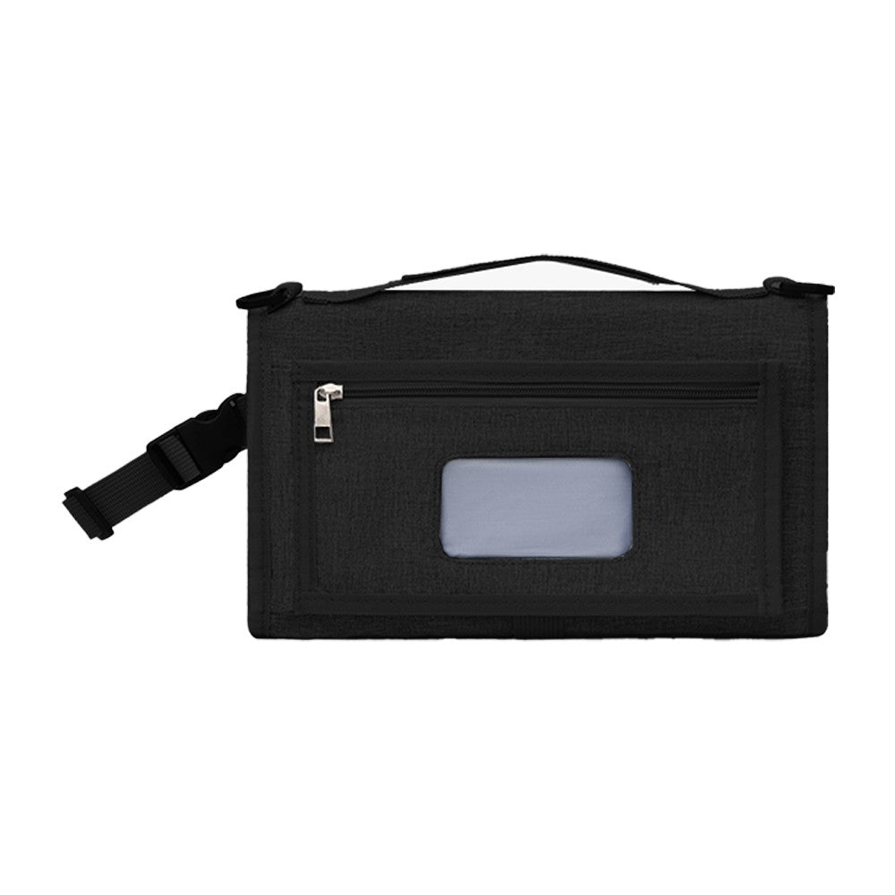Foldable Water-resistant Diaper Changing Pad Bag with Shoulder Strap - Black