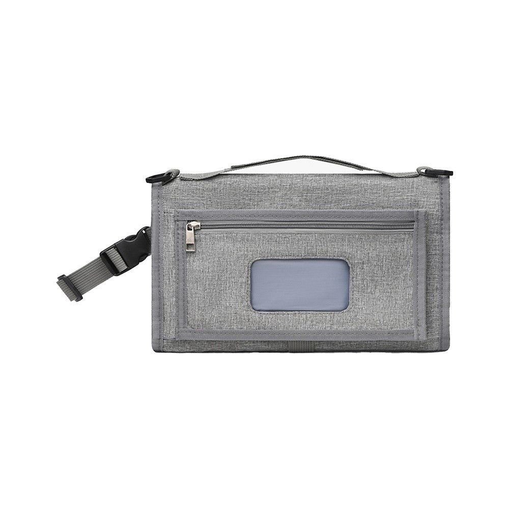 Foldable Water-resistant Diaper Changing Pad Bag with Shoulder Strap - Grey