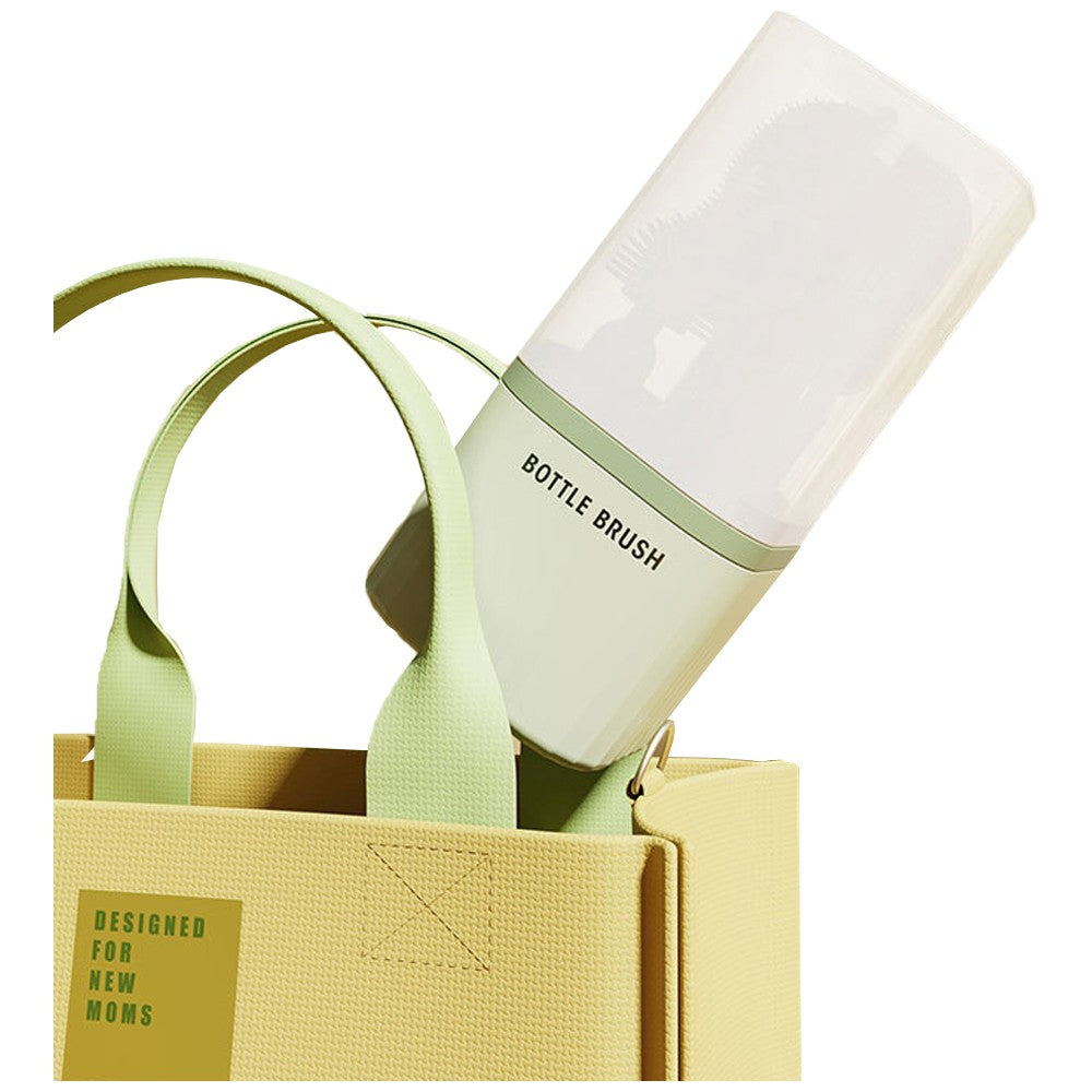 Travel Bottle Brush Set Extendable Silicone Bottle Brush with Portable Storage Case - Green