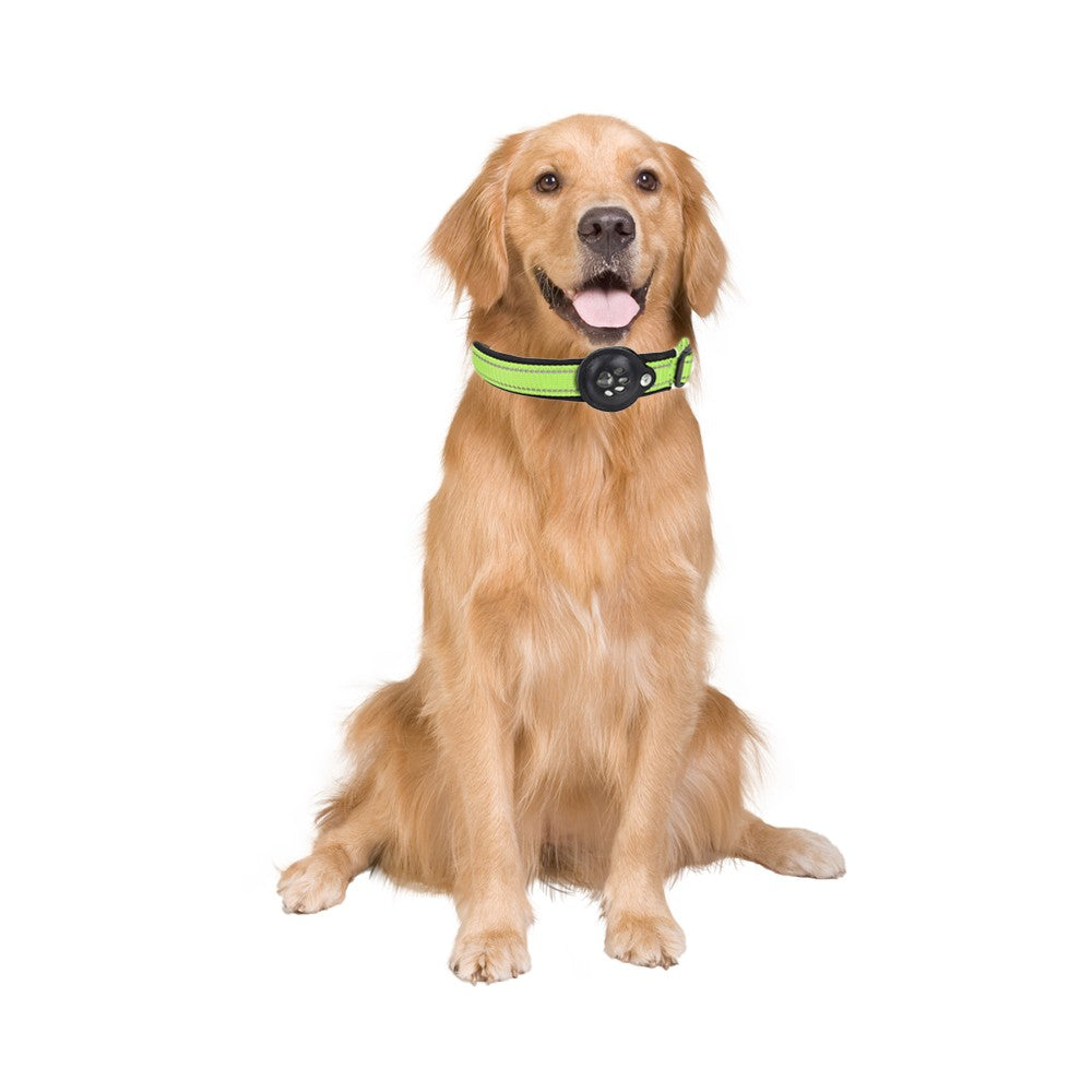 Reflective Pet Dog Collar with AirTag Holder - Green M