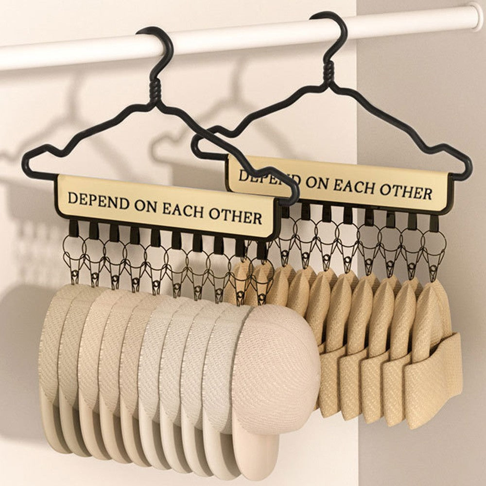 Closet Hat Hangers Baseball Caps Rack Hat Holder with 10 Clips - Black