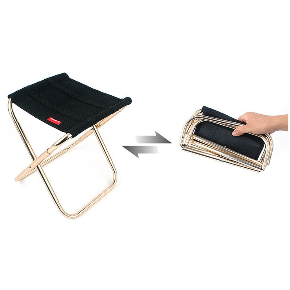 Portable Folding Chair Outdoor Camping Stool Seat with Storage Bag - Black