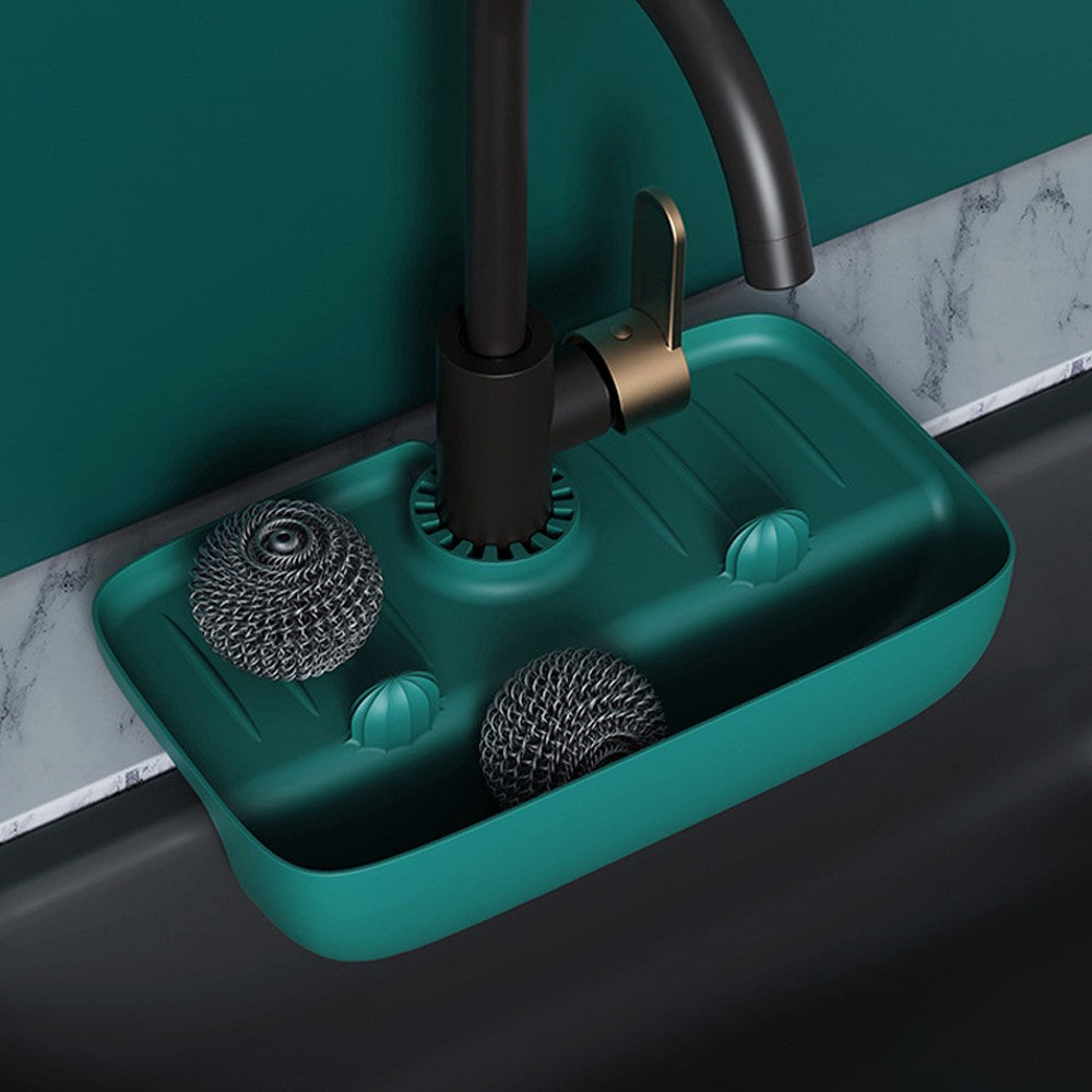 Sink Faucet Splash Guard Countertop Protector for Kitchen Bathroom - Dark Green