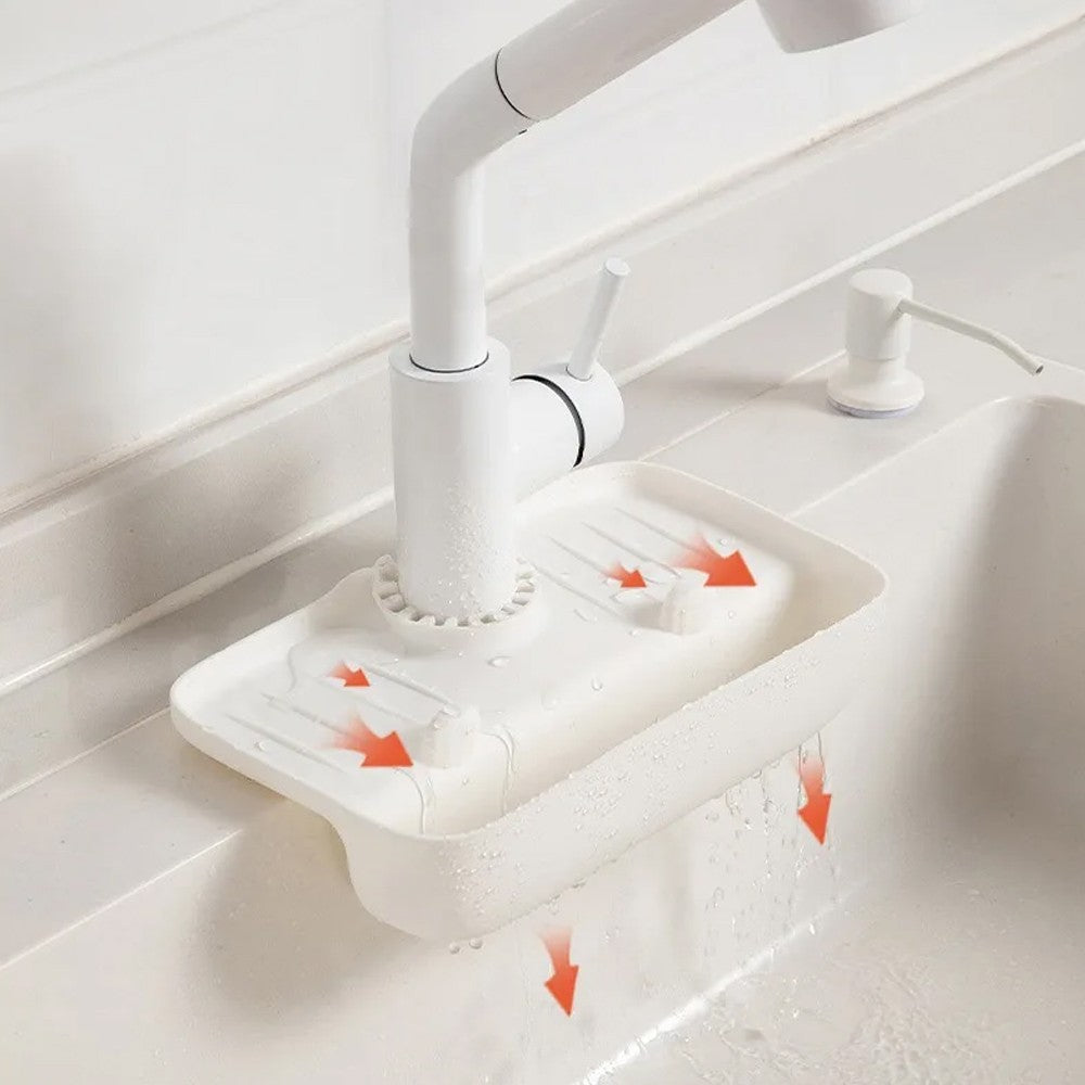 Sink Faucet Splash Guard Countertop Protector for Kitchen Bathroom - White