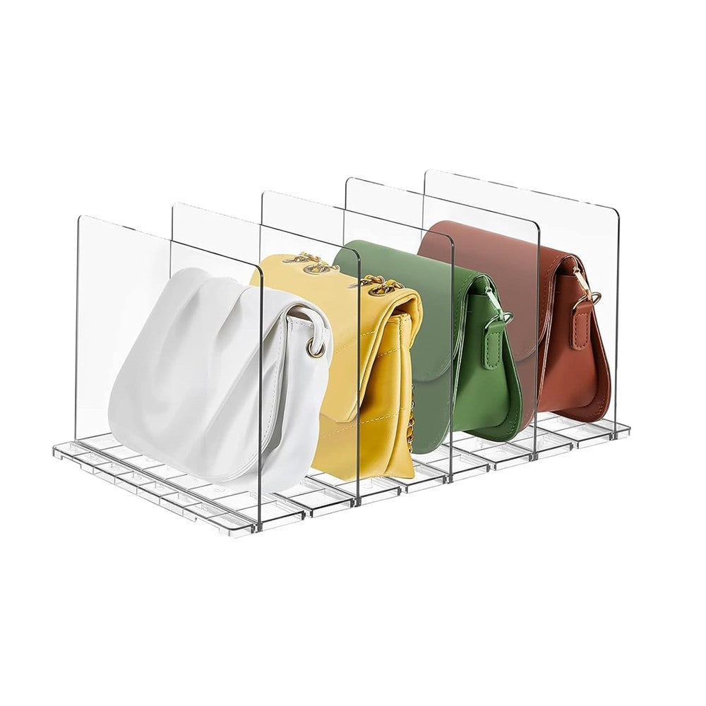 4 Compartment Adjustable Closet Shelf Dividers for Handbags Purse Clothes Books