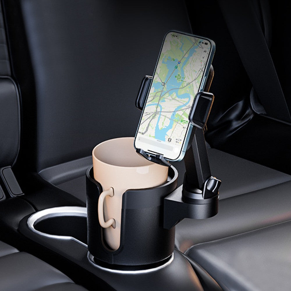 2-in-1 Car Cup Holder Phone Mount Stand Expander With Adjustable Height
