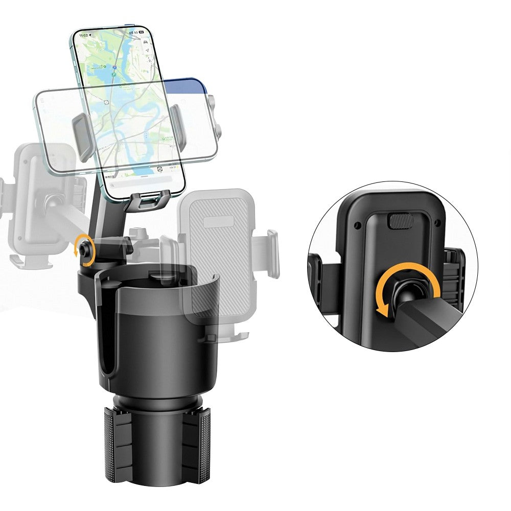 2-in-1 Car Cup Holder Phone Mount Stand Expander With Adjustable Height