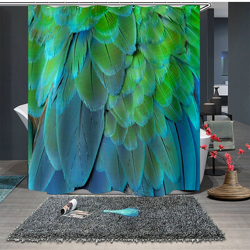 180x180CM Colorful Feathers Polyester Shower Curtain Style 1