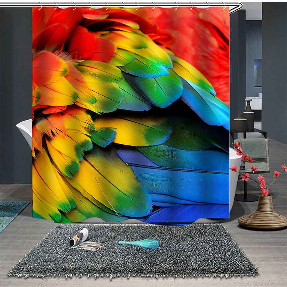 180x180CM Colorful Feathers Polyester Shower Curtain Style 3