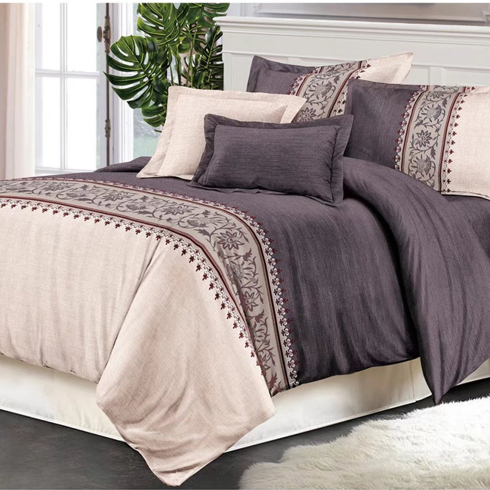 Queen Quilt Cover Bedding Set Dark Grey