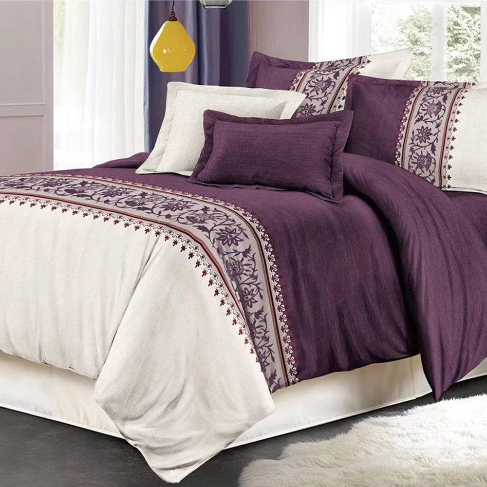 Queen Quilt Cover Bedding Set Purple