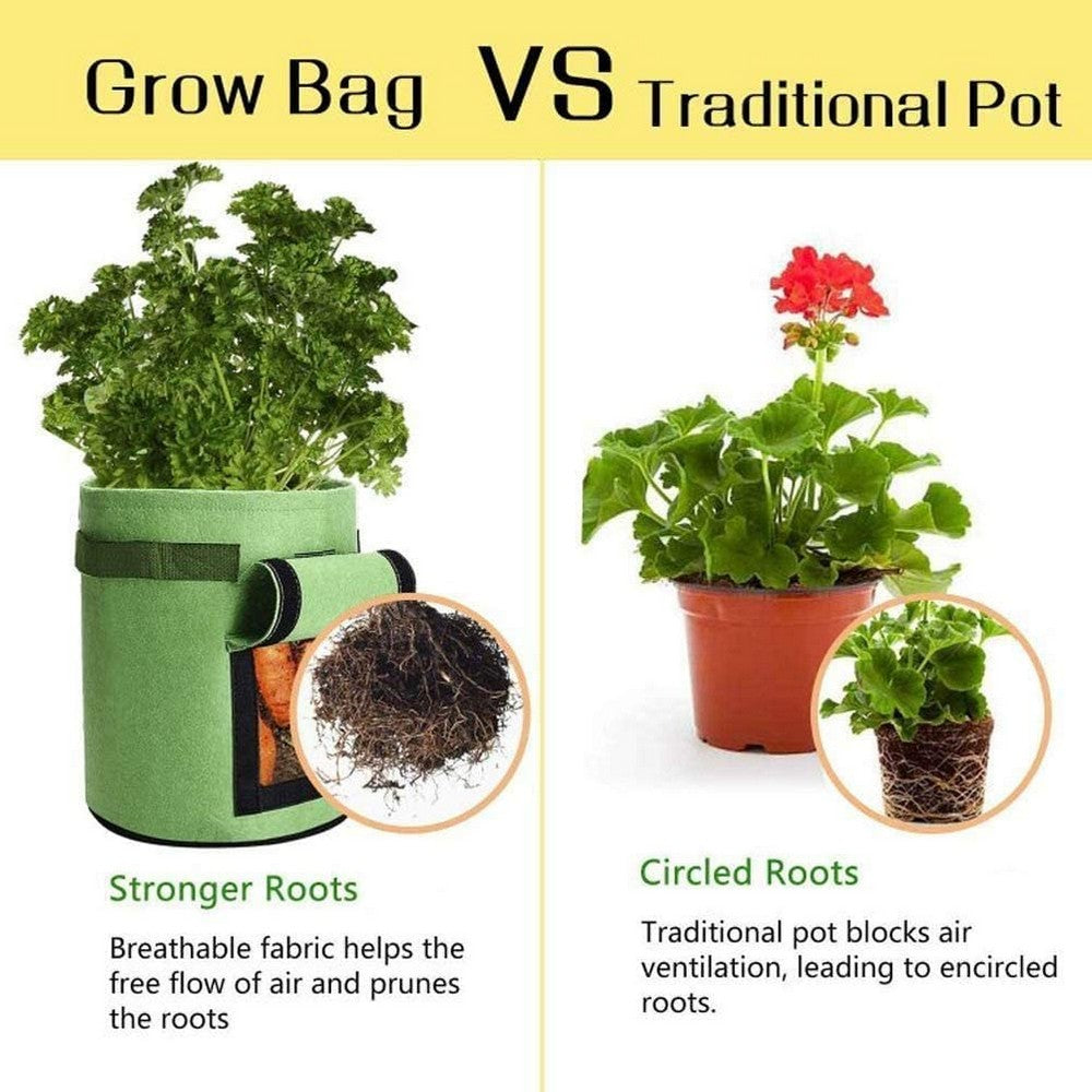Brown Small Size Reusable Garden Potato Planting Bag Vegetable Harvest Window Growing Planter Bag