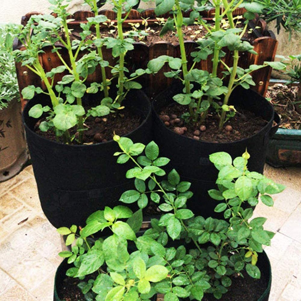 Brown Small Size Reusable Garden Potato Planting Bag Vegetable Harvest Window Growing Planter Bag