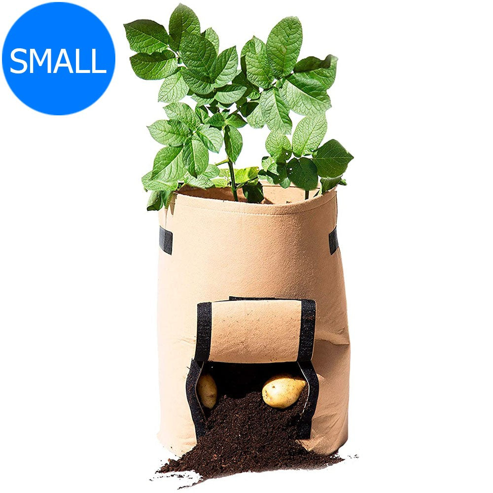 Brown Small Size Reusable Garden Potato Planting Bag Vegetable Harvest Window Growing Planter Bag