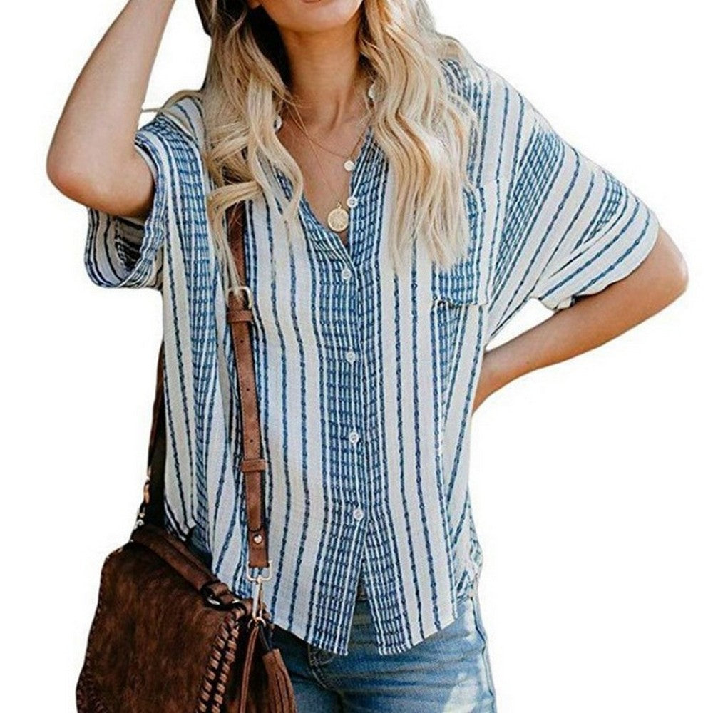 Women Linen Striped Shirt