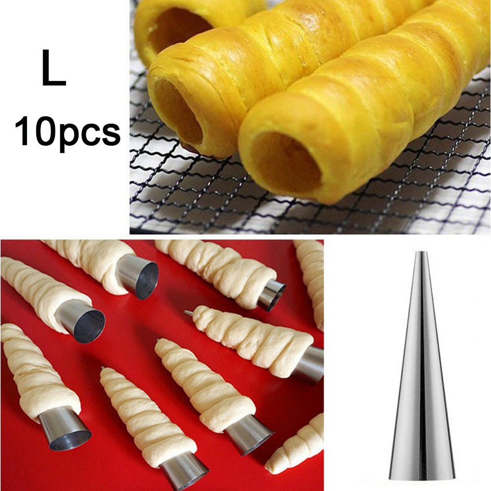 10 X Large Baking Cones Cream Horn Mould