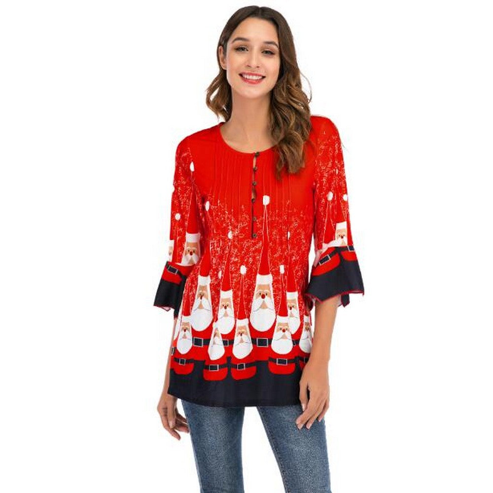 Women Printed Ruffle Sleeve T Shirt Style 1