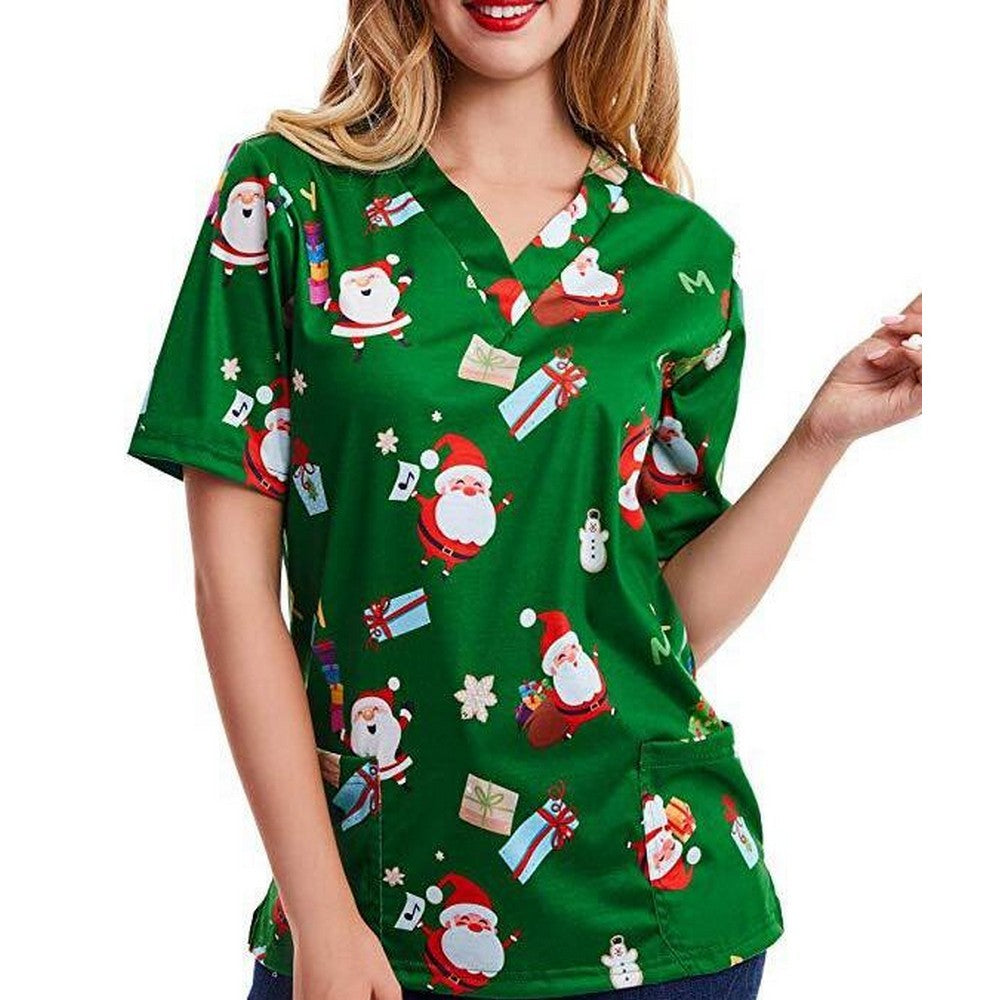 Women V Neck T Shirt Green