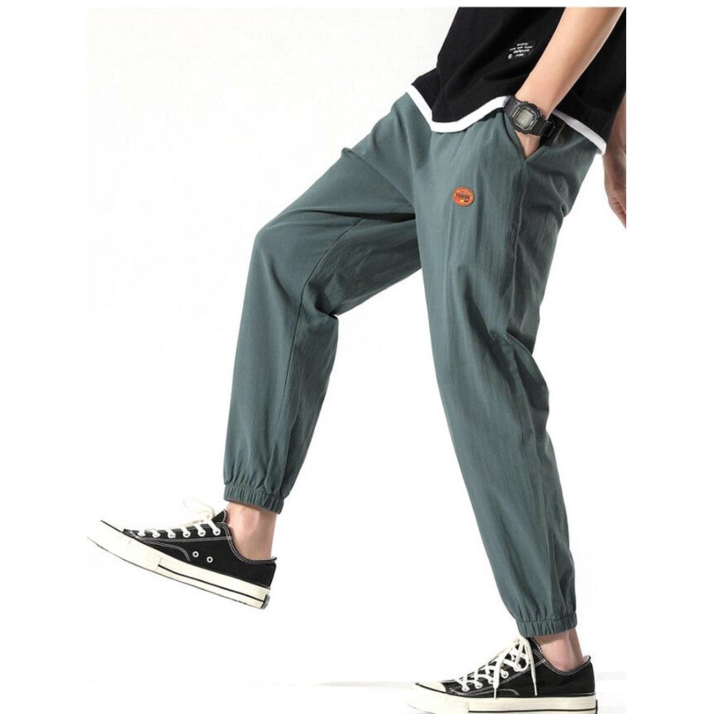 Men Solid Color Loose Casual Pants