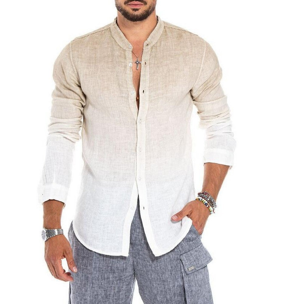Men Gradient Stand Collar Shirt