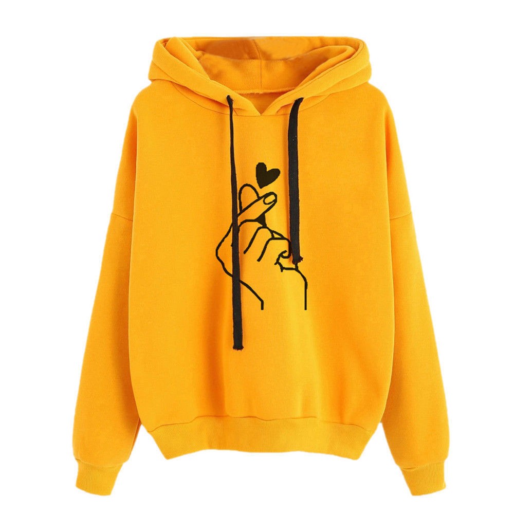 Women Casual Printed Long Sleeve Hooded Sweatshirt
