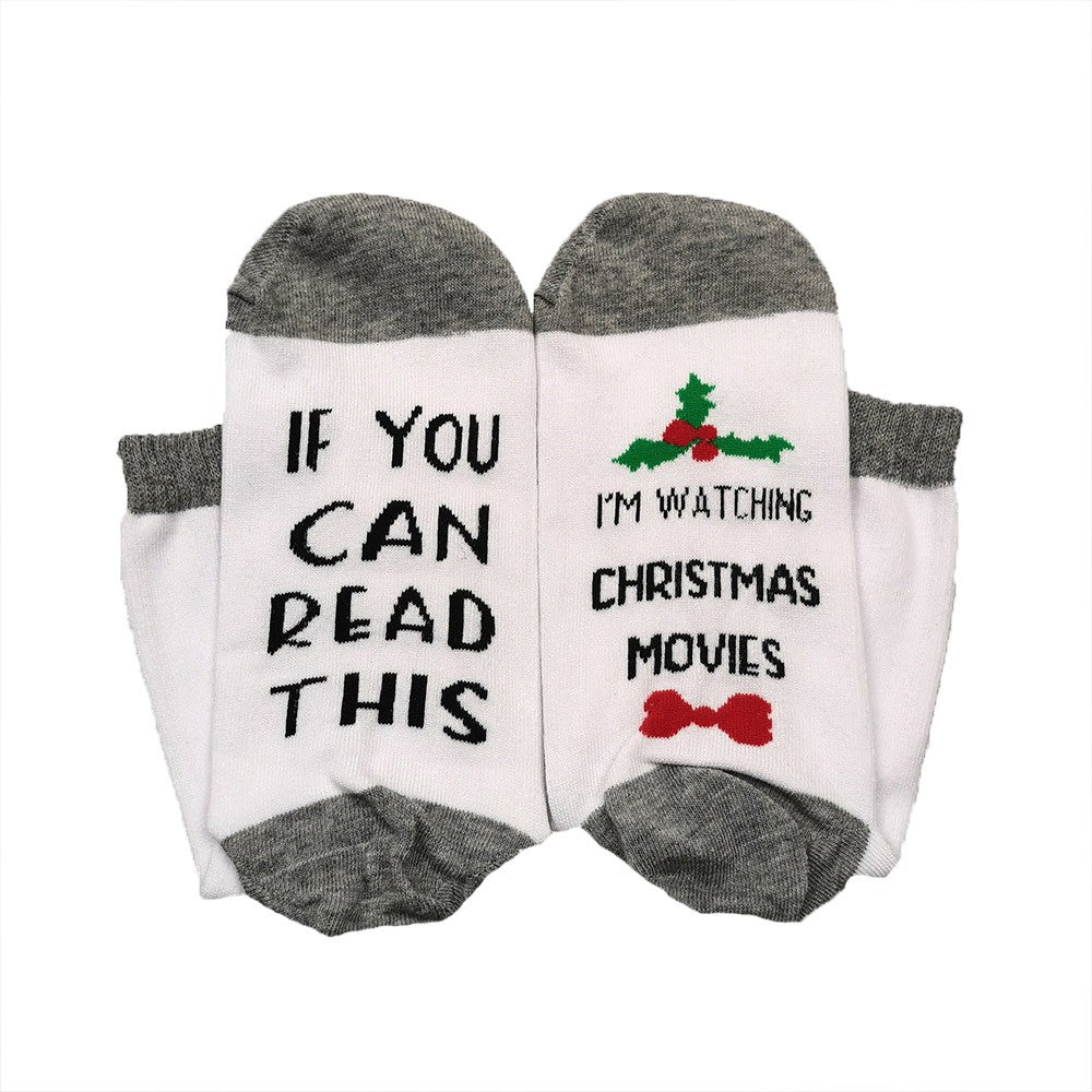3Pairs Christmas Socks Cotton Comfortable Socks Letter Pattern