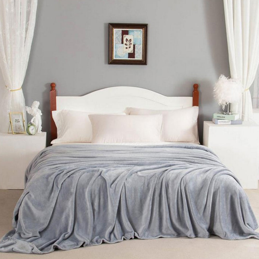 220x240cm Light Grey Blanket Plush Blanket Faux Fur Throws Blanket