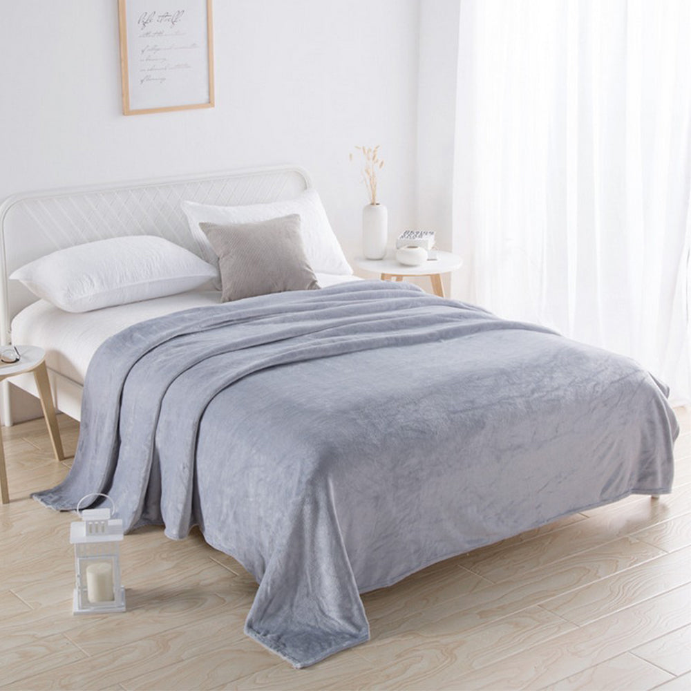 220x240cm Light Grey Blanket Plush Blanket Faux Fur Throws Blanket