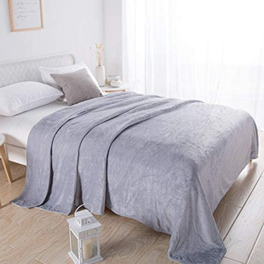 220x240cm Light Grey Blanket Plush Blanket Faux Fur Throws Blanket