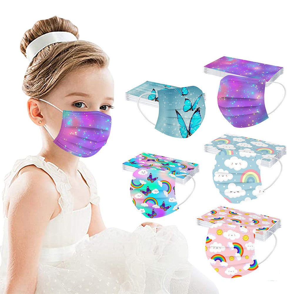 50Pcs Disposable Kids Face Masks Starry Sky Cartoon Masks