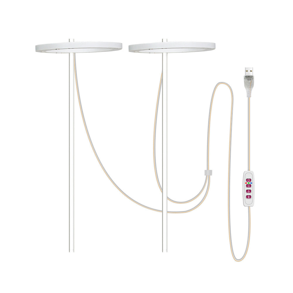 Dual Heads Plant Growing Ring Lamp LED Grow Light Warm White