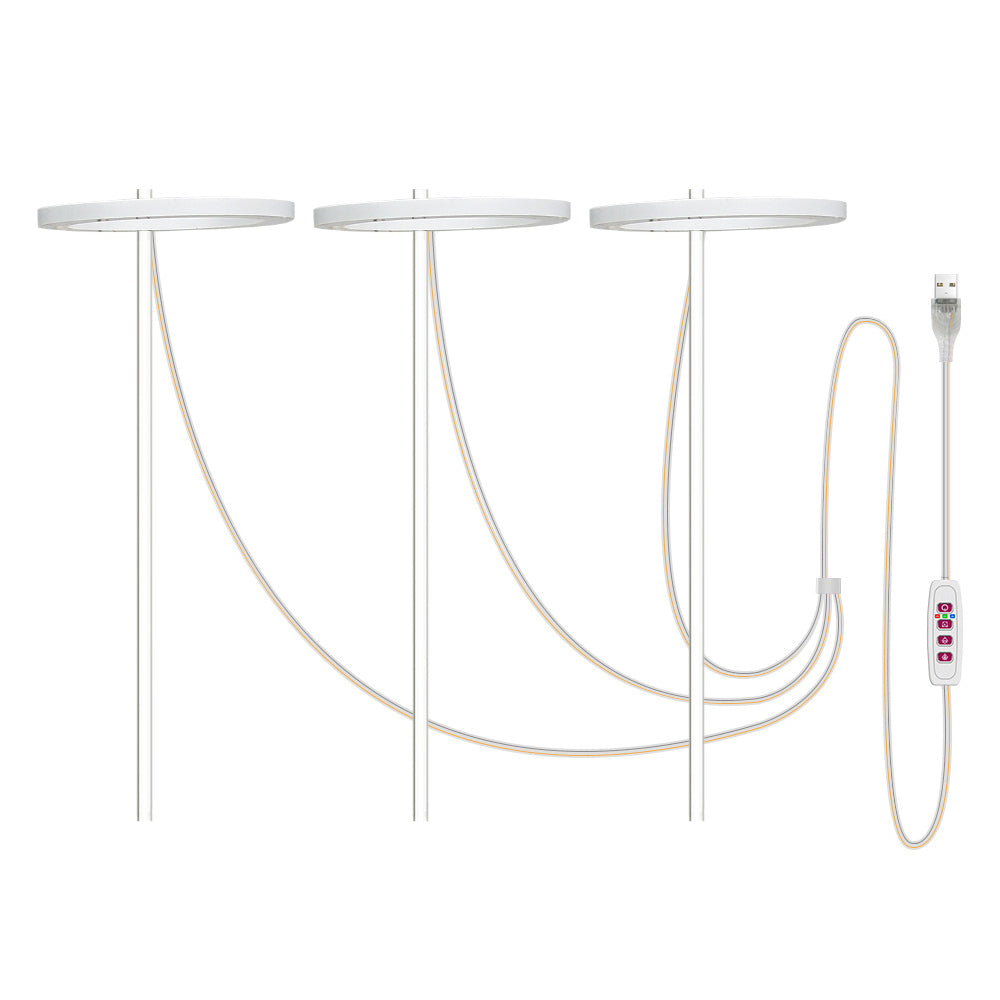 Three Heads Plant Growing Ring Lamp LED Grow Light Pink Lights