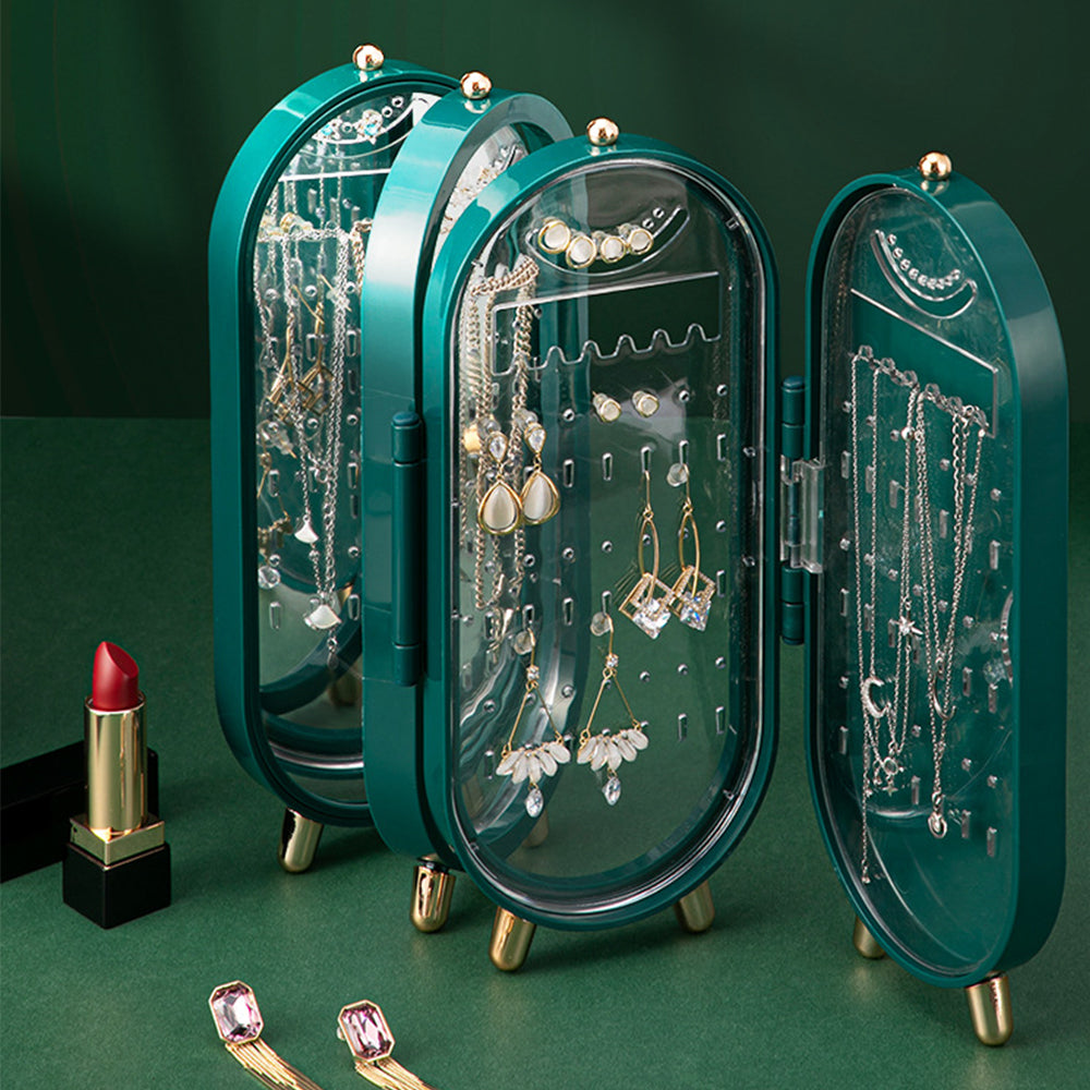 1X Jewellery Box Necklace Storage Organizer Display Earring Holder Stand Green