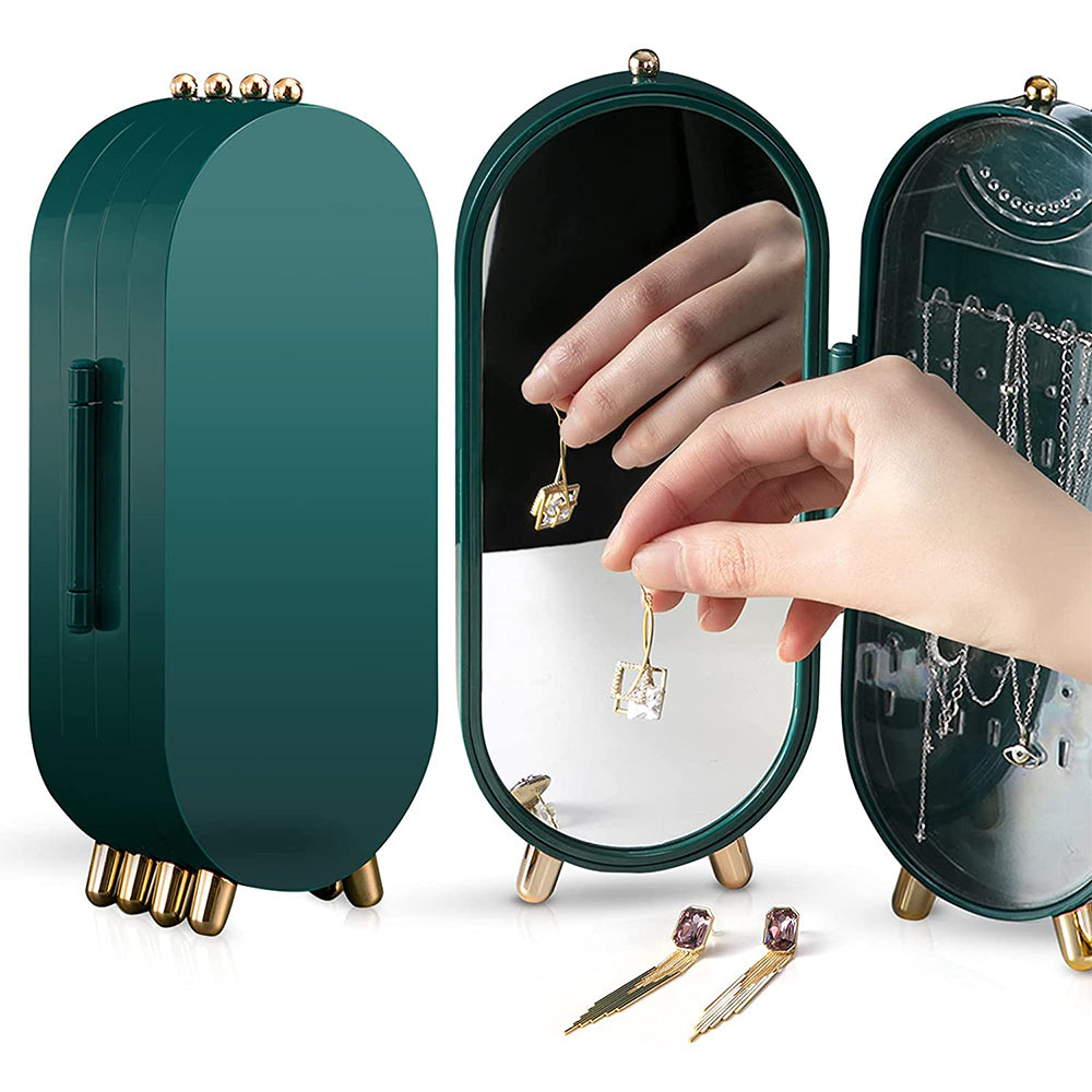 1X Jewellery Box Necklace Storage Organizer Display Earring Holder Stand Green