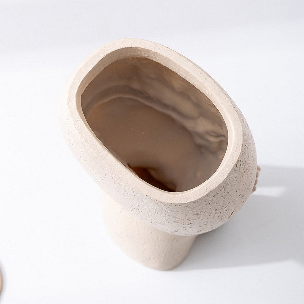 1Pc Unique Planters Pots Resin Flower Pot with Drainage Hole White