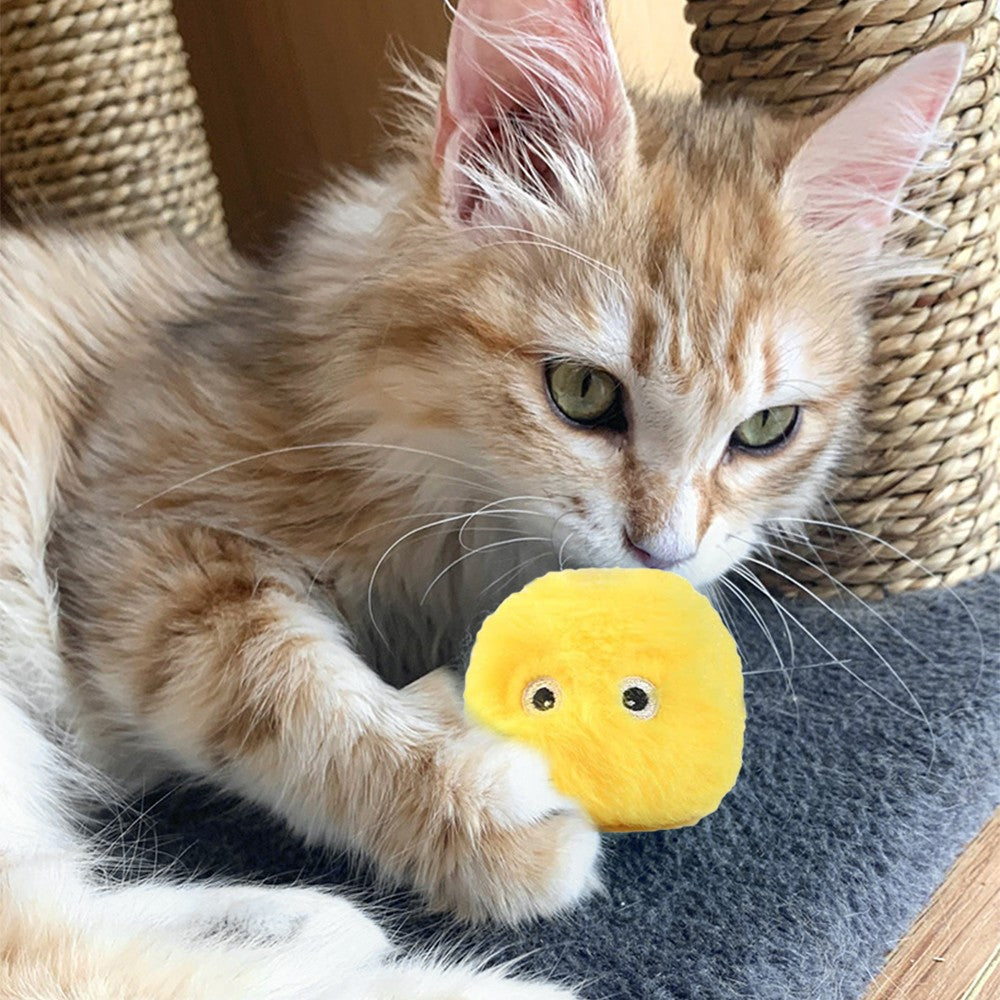 6Pcs Fluffy Plush Cat Ball Toys Interactive Chirping Balls Cat Training Toy