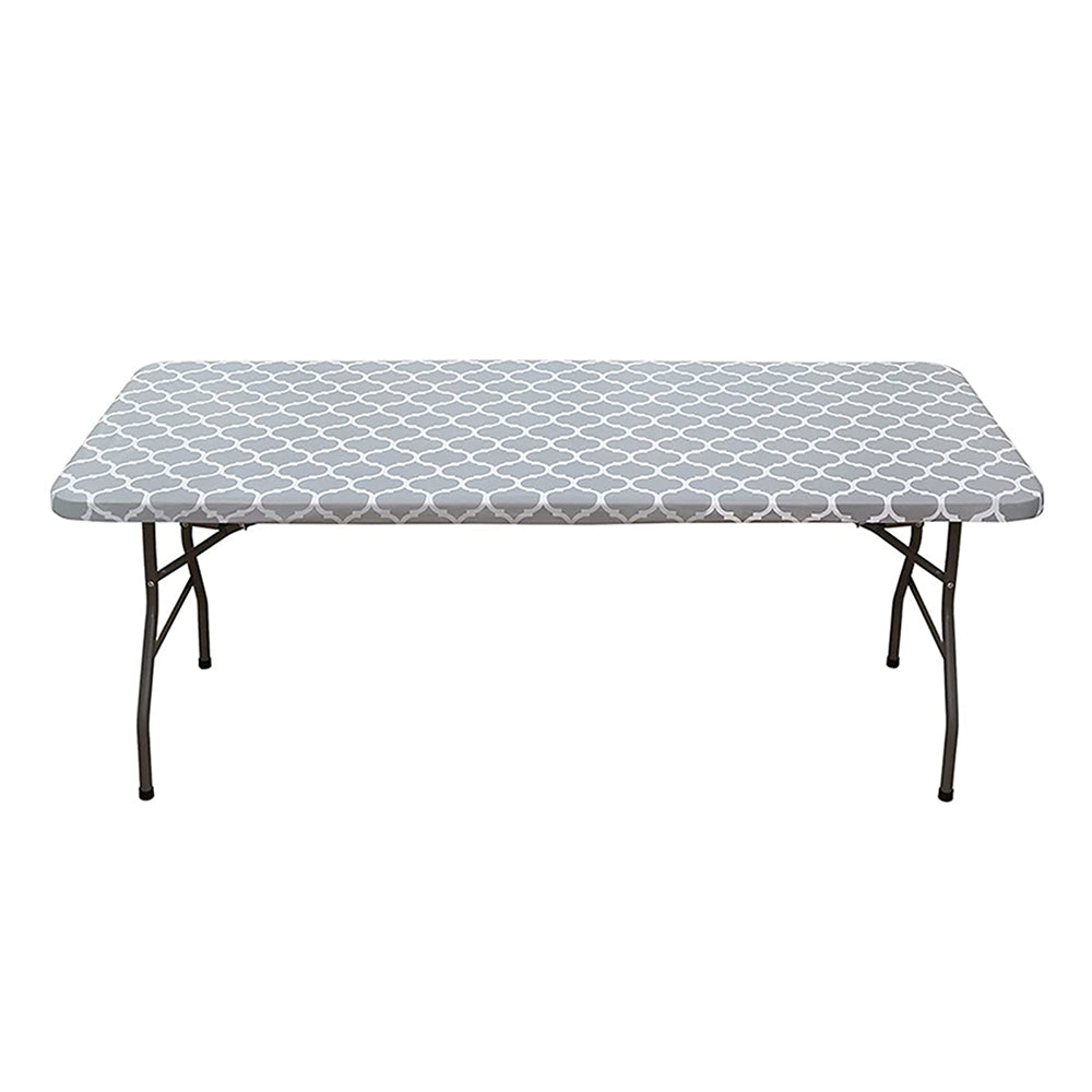 Water Resistant Moroccan Rectangular Fitted Table Cover 4FT Grey