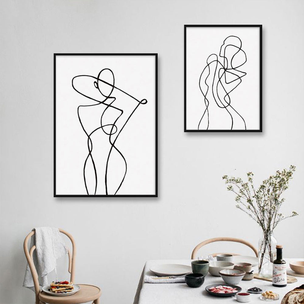 4Pcs 40x60cm Line Art Prints Abstract Figure Printing Canvas Wall Art Home Decor