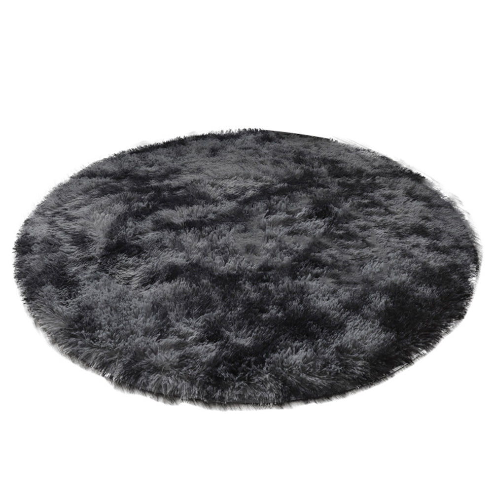 80cm Dyed Shaggy Plush Round Rug Fluffy Carpet Grey