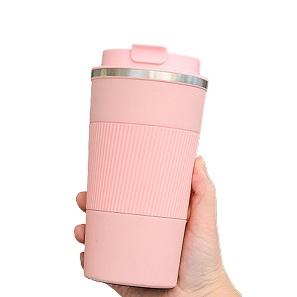 380ml Reusable Vacuum Stainless Steel Insulated Coffee Mug with Seal Lid Pink