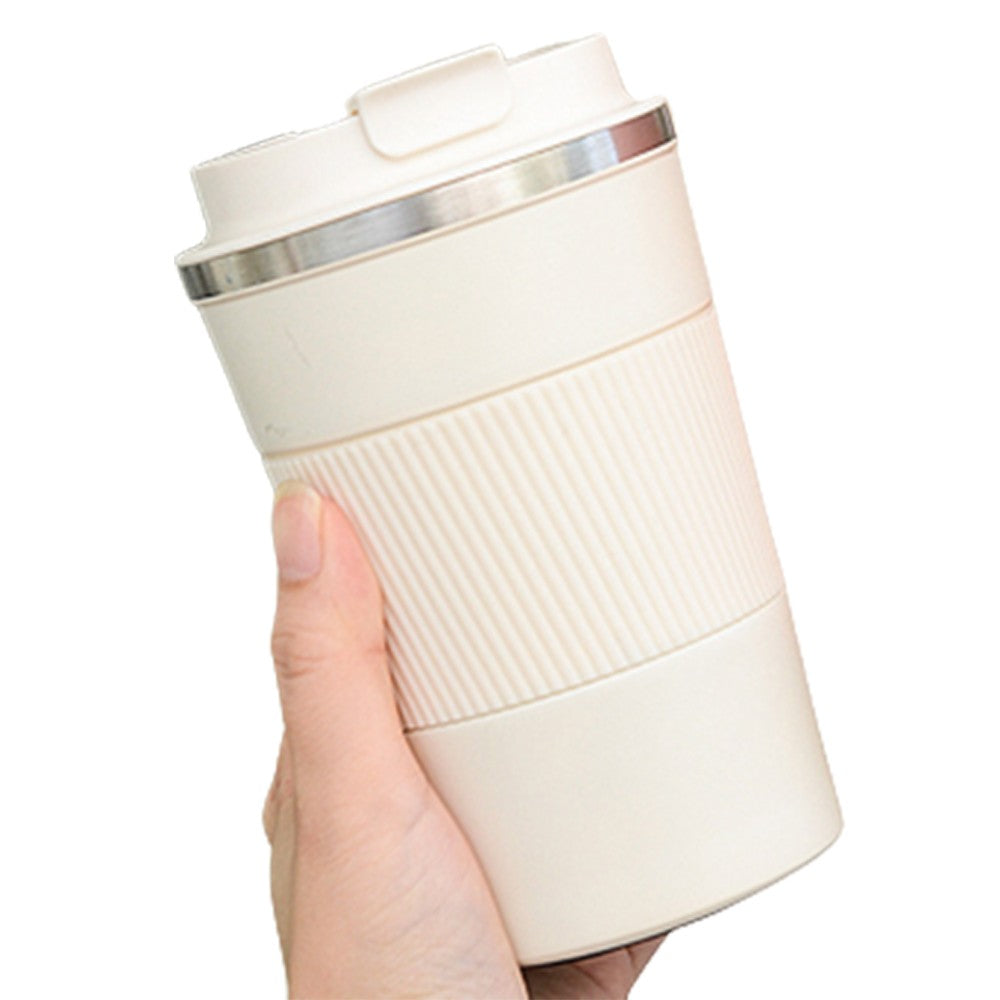 380ml Reusable Vacuum Stainless Steel Insulated Coffee Mug with Seal Lid White