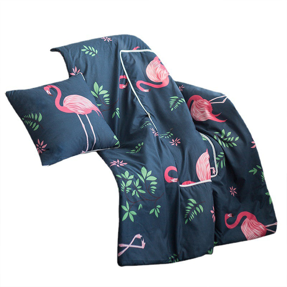 2 in 1 Pillow Quilt Office Nap Blanket Flamingo Print