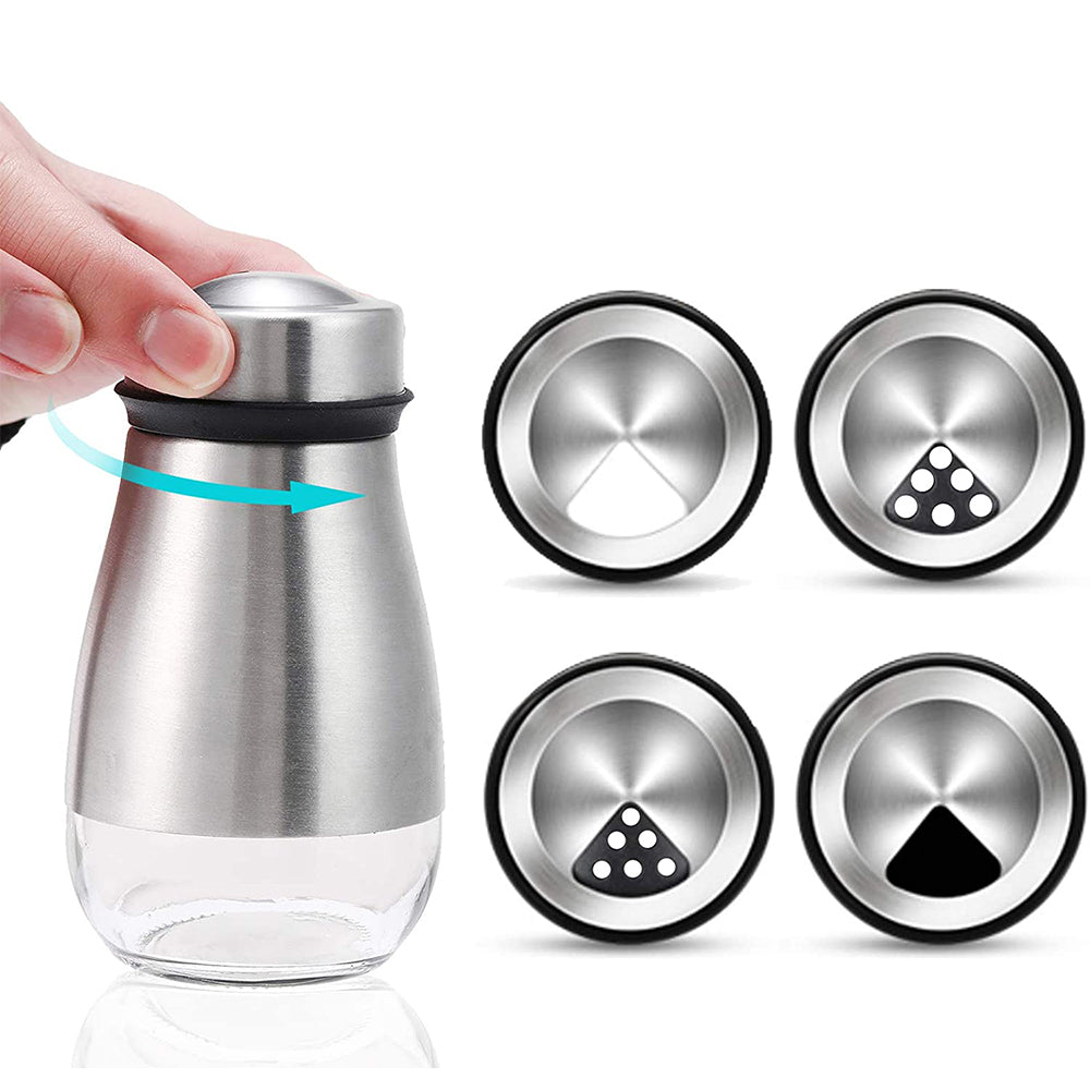 2 X Adjustable Stainless Steel Salt Pepper Shakers