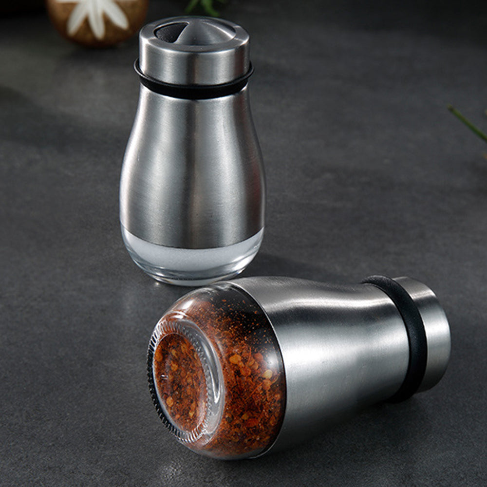 2 X Adjustable Stainless Steel Salt Pepper Shakers