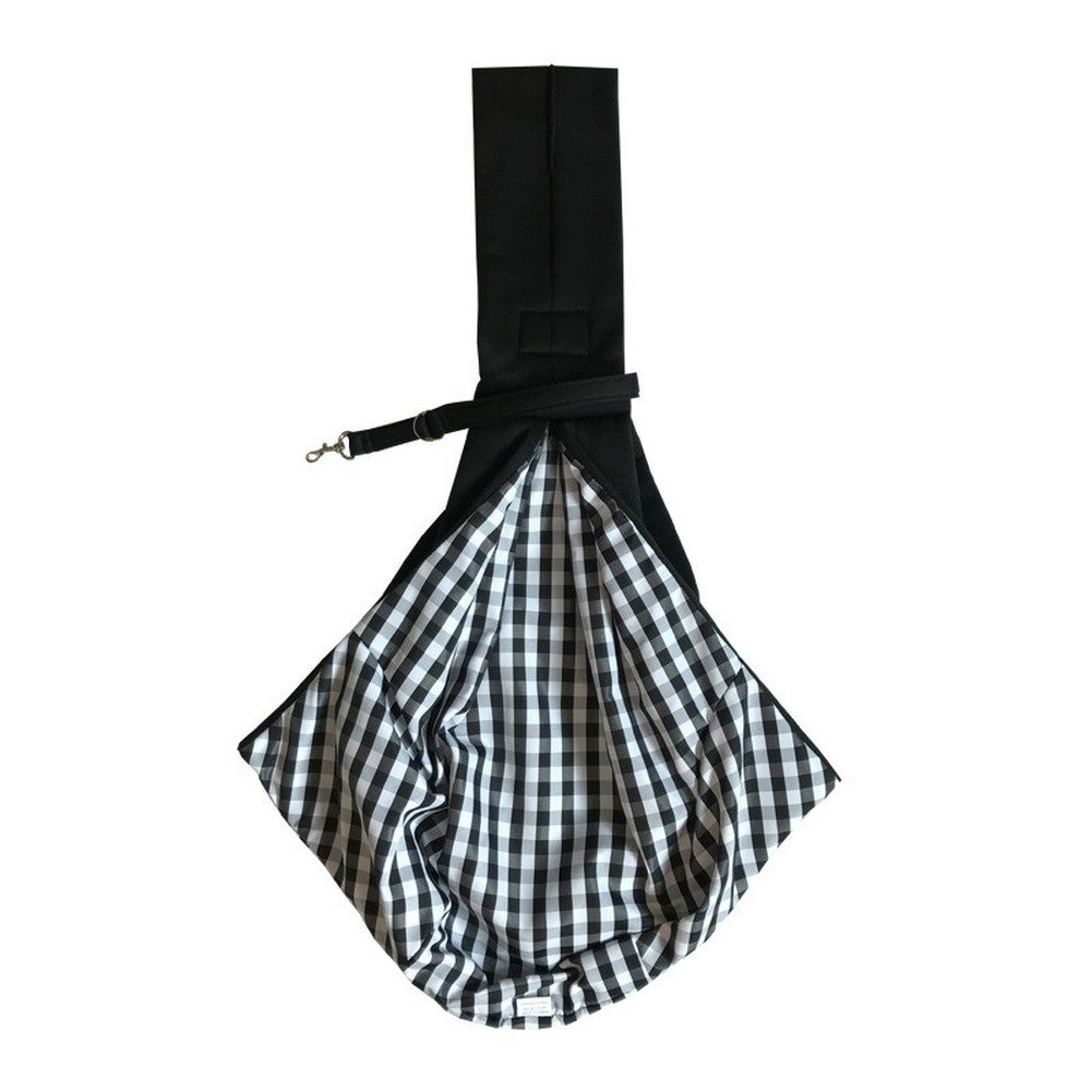 Reversible Pet Cat Sling Carrier Bag Puppy Travel Bag with Phone Pocket Black