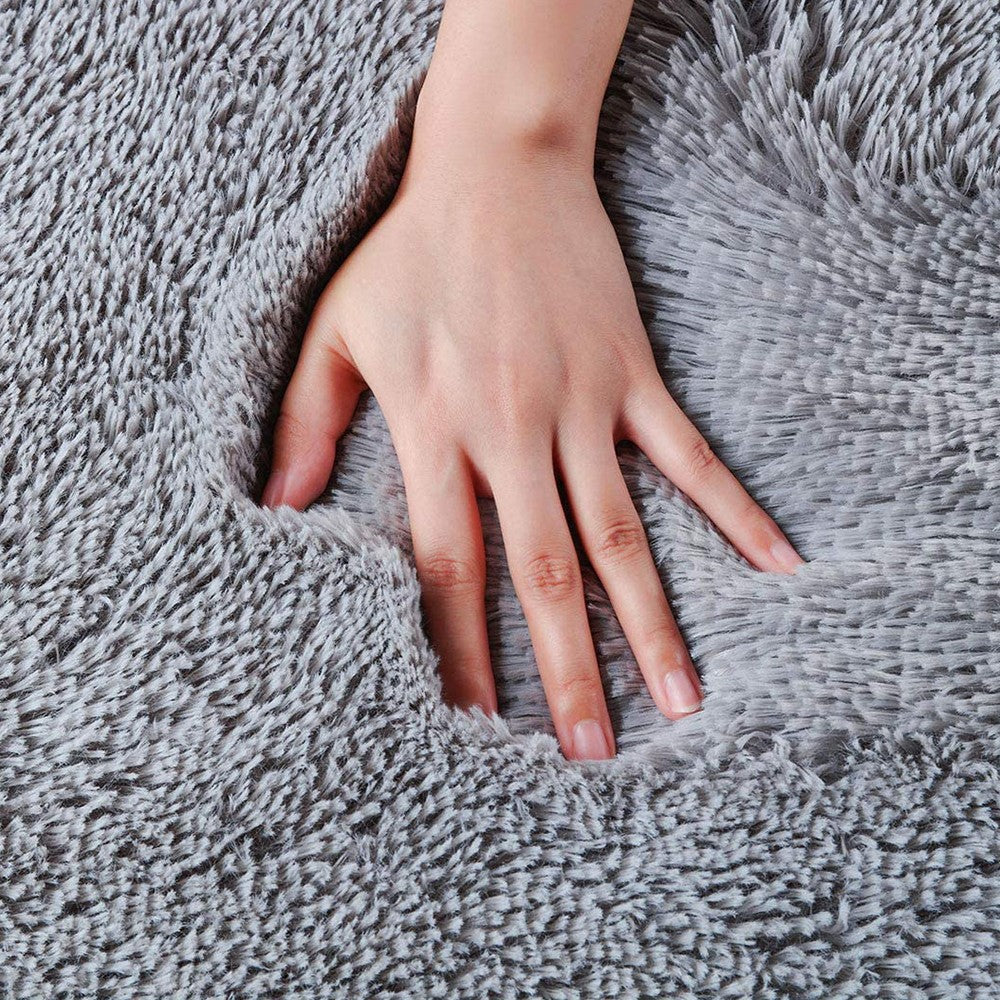 120x160cm Shaggy Fluffy Floor Mat Area Rug Carpet for Bedroom Living Room Grey