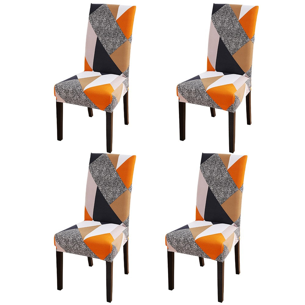 4Pcs Flower Printed Stretch Dining Chair Cover Washable Chair Cover Style 10