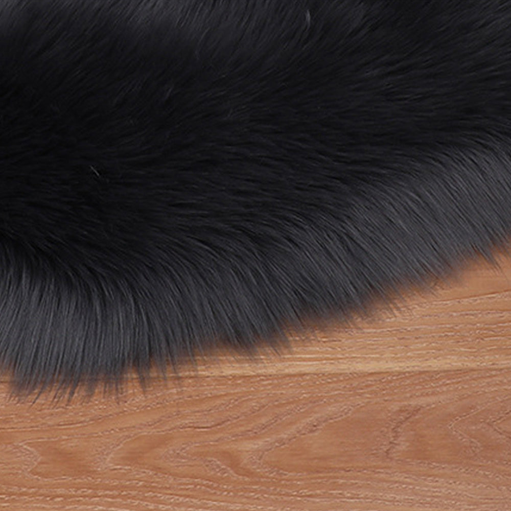 70x90cm Heart Shape Soft Area Rug Shaggy Floor Mat Home Rug Bedroom Carpet Black