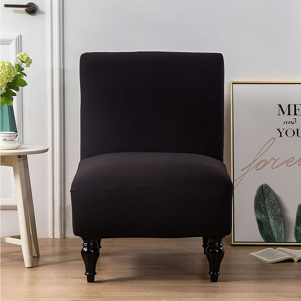 Armless Accent Slipper Chair Cover Stretch Slipper Chair Cover Black